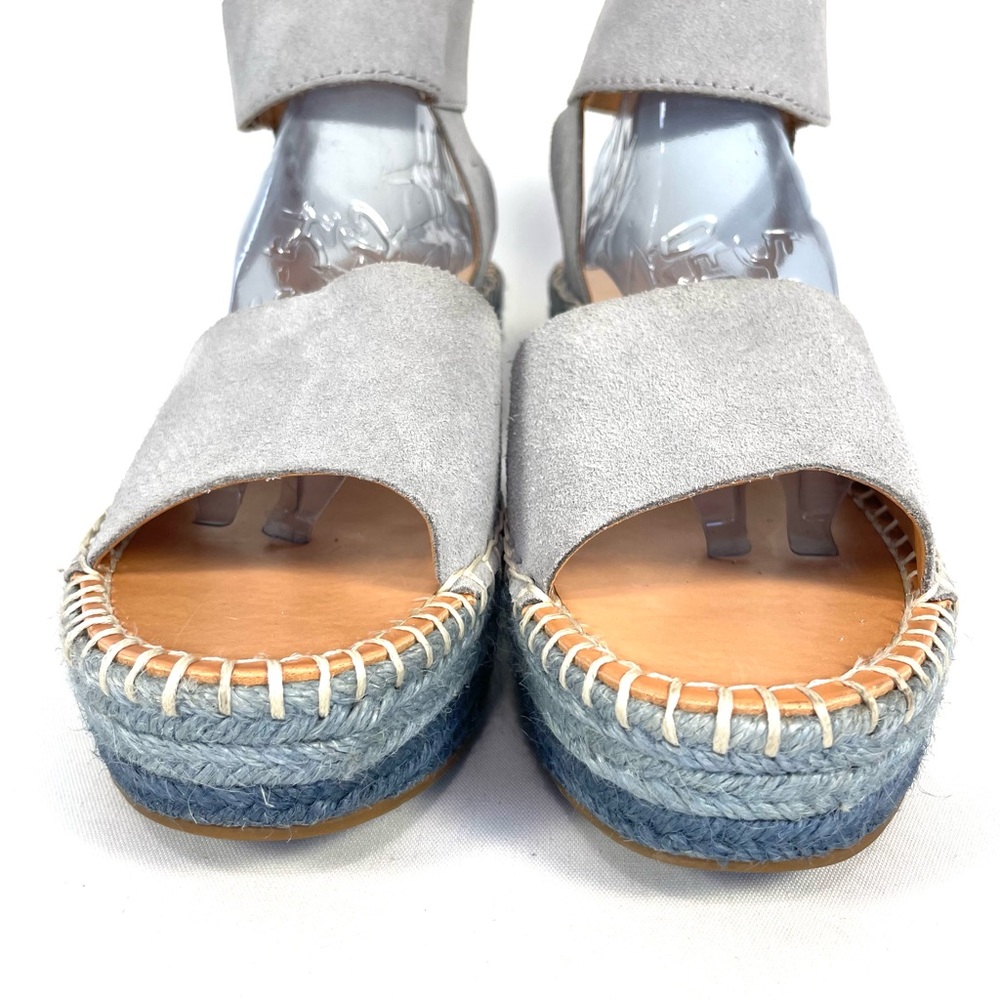 Frye & Co Blue Suede Espadrille Wedge Sandals Ankle Strap Womens 9 - Picture 4 of 10